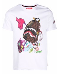 T-shirt à col rond imprimé blanc Sprayground