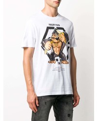 T-shirt à col rond imprimé blanc Philipp Plein