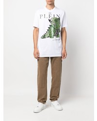 T-shirt à col rond imprimé blanc Philipp Plein