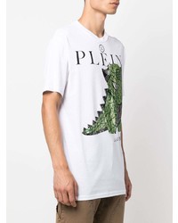 T-shirt à col rond imprimé blanc Philipp Plein