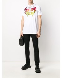 T-shirt à col rond imprimé blanc Philipp Plein