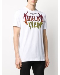 T-shirt à col rond imprimé blanc Philipp Plein