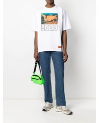 T-shirt à col rond imprimé blanc Heron Preston