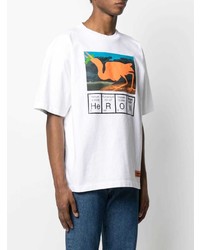 T-shirt à col rond imprimé blanc Heron Preston