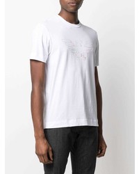 T-shirt à col rond imprimé blanc Emporio Armani