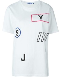 T-shirt à col rond imprimé blanc SteveJ & YoniP