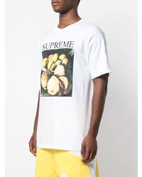 T-shirt à col rond imprimé blanc Supreme