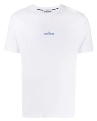 T-shirt à col rond imprimé blanc Stone Island