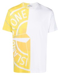 T-shirt à col rond imprimé blanc Stone Island