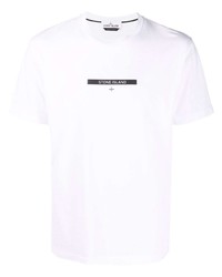 T-shirt à col rond imprimé blanc Stone Island