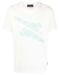 T-shirt à col rond imprimé blanc Stone Island Shadow Project