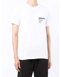 T-shirt à col rond imprimé blanc Stussy