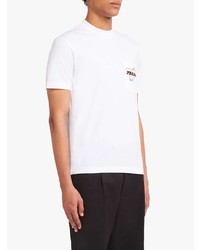 T-shirt à col rond imprimé blanc Prada