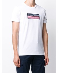 T-shirt à col rond imprimé blanc Tommy Hilfiger