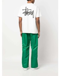 T-shirt à col rond imprimé blanc Stussy