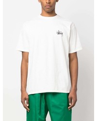 T-shirt à col rond imprimé blanc Stussy