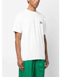 T-shirt à col rond imprimé blanc Stussy