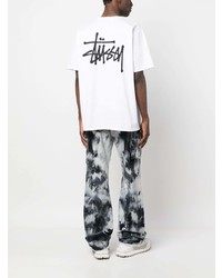 T-shirt à col rond imprimé blanc Stussy