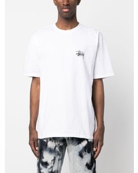 T-shirt à col rond imprimé blanc Stussy