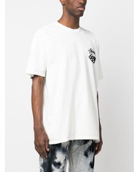 T-shirt à col rond imprimé blanc Stussy