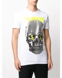 T-shirt à col rond imprimé blanc Philipp Plein