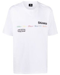 T-shirt à col rond imprimé blanc Stussy