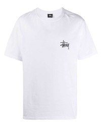 T-shirt à col rond imprimé blanc Stussy