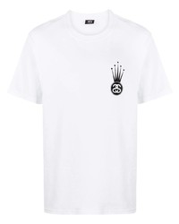 T-shirt à col rond imprimé blanc Stussy