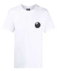 T-shirt à col rond imprimé blanc Stussy
