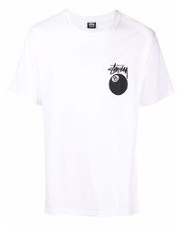 T-shirt à col rond imprimé blanc Stussy