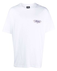 T-shirt à col rond imprimé blanc Stussy