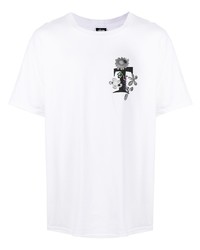 T-shirt à col rond imprimé blanc Stussy