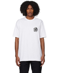 T-shirt à col rond imprimé blanc Stussy