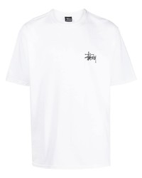 T-shirt à col rond imprimé blanc Stussy