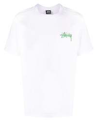 T-shirt à col rond imprimé blanc Stussy