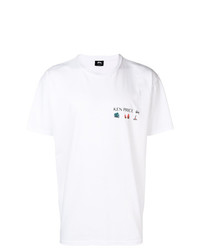 T-shirt à col rond imprimé blanc Stussy