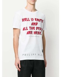 T-shirt à col rond imprimé blanc Philipp Plein