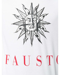 T-shirt à col rond imprimé blanc Fausto Puglisi