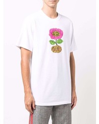 T-shirt à col rond imprimé blanc Stussy