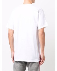 T-shirt à col rond imprimé blanc Stussy