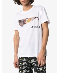 T-shirt à col rond imprimé blanc Versace