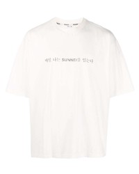 T-shirt à col rond imprimé blanc Sunnei