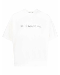 T-shirt à col rond imprimé blanc Sunnei