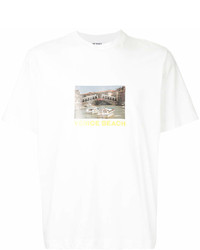 T-shirt à col rond imprimé blanc Sunnei