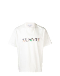 T-shirt à col rond imprimé blanc Sunnei