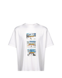 T-shirt à col rond imprimé blanc Sunnei