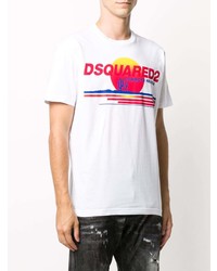 T-shirt à col rond imprimé blanc DSQUARED2