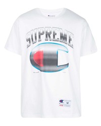 T-shirt à col rond imprimé blanc Supreme