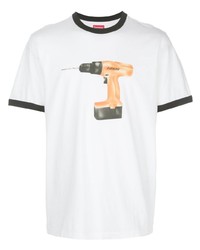 T-shirt à col rond imprimé blanc Supreme