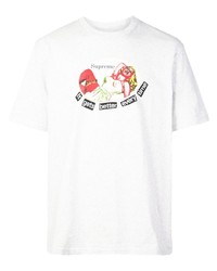 T-shirt à col rond imprimé blanc Supreme